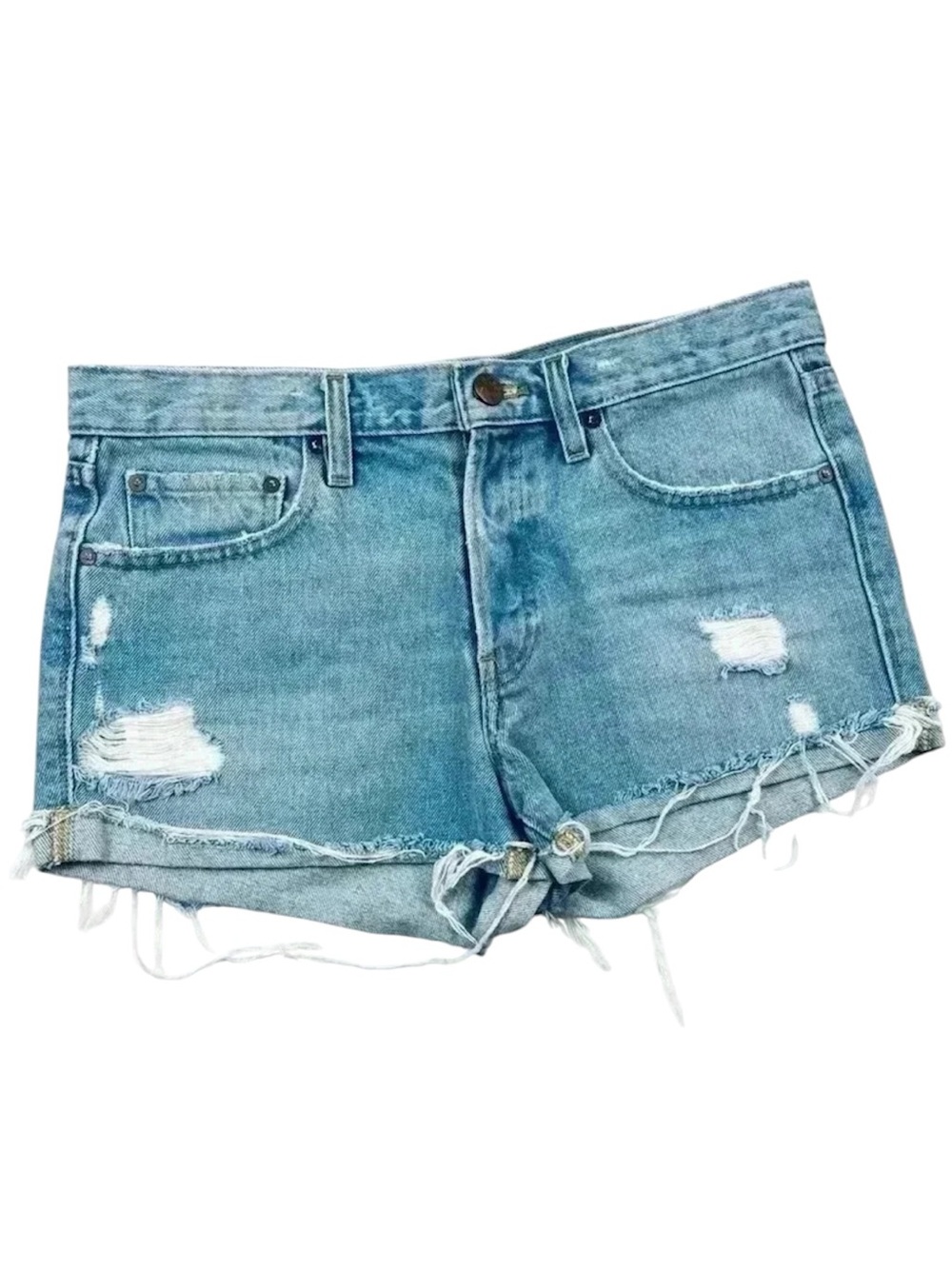 BDG Mid-Rise Tomgirl Button Fly Cheeky Denim Fray Cuffed Jean Short Size 27